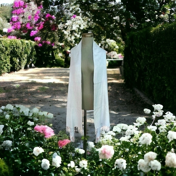 Scarf With Fringe Light Grey Pashmina Women’s Scarf Neck Warmer Shawl Wrap - Picture 1 of 4